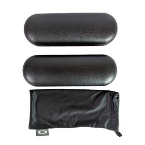 Oakley Hard Shell Eyeglass Case Lot of 2 Black Faux Leather + Soft Logo Cloth